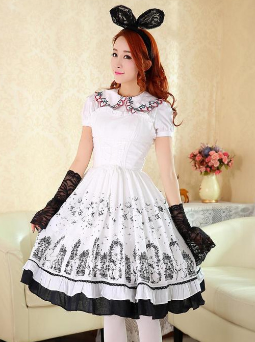 Cute Cats Printing Cotton Classic Lolita Sling Dress