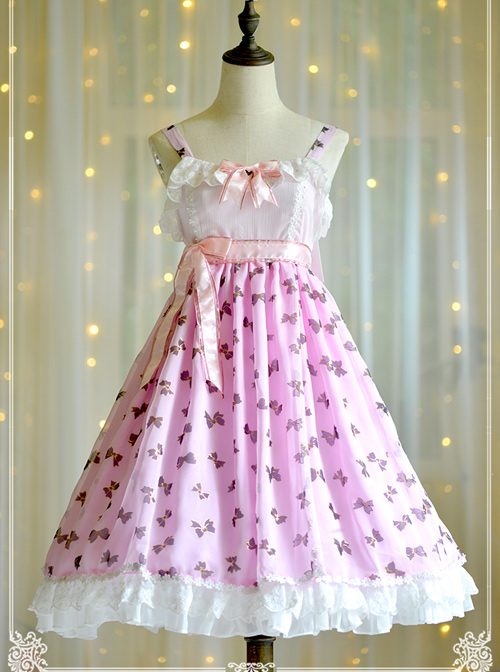 Bronzing Bowknot Pattern Classic Lolita Sling Dress