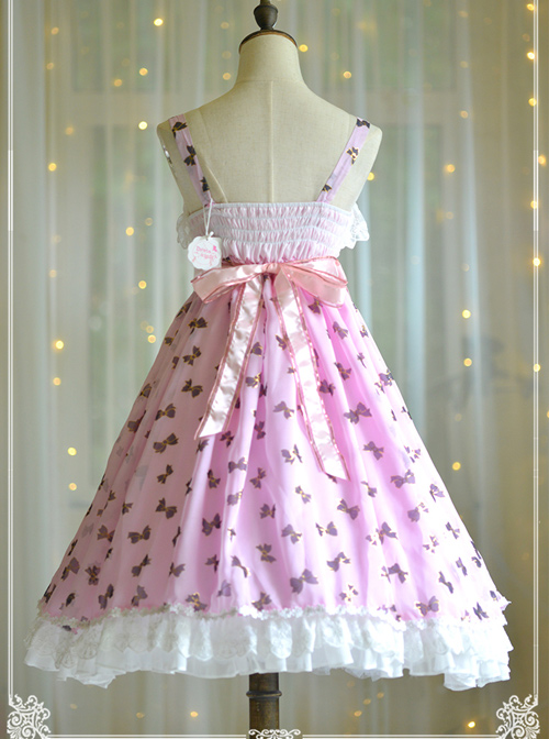 Bronzing Bowknot Pattern Classic Lolita Sling Dress