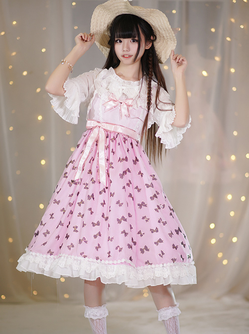 Bronzing Bowknot Pattern Classic Lolita Sling Dress