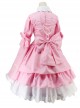 Pink Long Sleeves Bowknot Cosplay Costume Sweet Lolita Dress