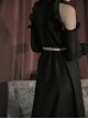 Off-shoulder Ruffle Collar Black Gothic Lolita Long Sleeve Dress