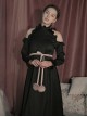 Off-shoulder Ruffle Collar Black Gothic Lolita Long Sleeve Dress