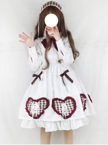 Bowknot Heart-shaped Pattern Sweet Lolita Long Sleeve Dress