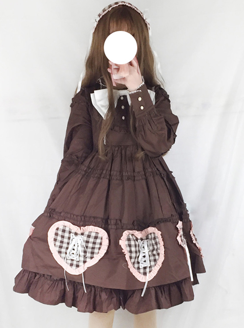 Bowknot Heart-shaped Pattern Sweet Lolita Long Sleeve Dress