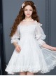 Palace Style Retro White Chiffon Puff Sleeve Classic Lolita Dress