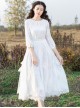 White Embroidery Lace Classic Lolita Long Sleeve Dress