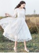 White Embroidery Lace Classic Lolita Long Sleeve Dress