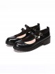 College Style Black Leather Lolita Mid Heel Shoes