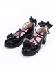 Black Cross Buckle Princess Bowknot Lolita Mid Heel Shoes
