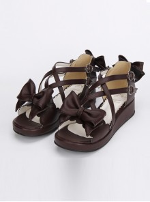 Brown Bowknot Cute Lolita Mid-heel Sandals