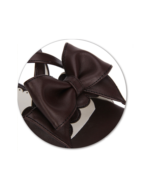 Brown Bowknot Cute Lolita Mid-heel Sandals