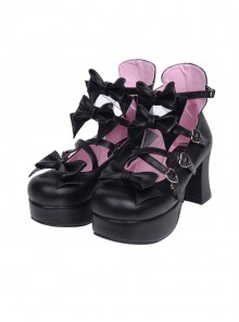 Black Bowknot Sweet Lolita Princess High Heel Shoes