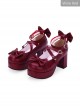 Dark Blue Bowknot Round-toe Sweet Lolita High Heel Shoes