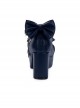 Dark Blue Bowknot Round-toe Sweet Lolita High Heel Shoes