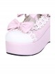 White Lace Bowknot Pink Sweet Lolita Platform Shoes