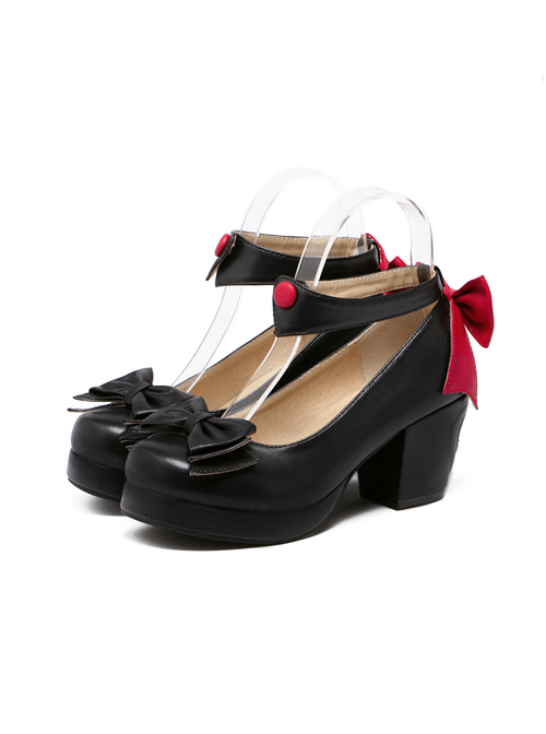 Bowknot Shallow Mouth Pink Lolita High Heel Shoes