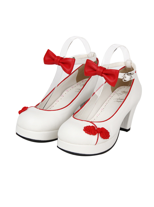 Bowknot Chinese Style Embroidered Lolita High Heel Shoes