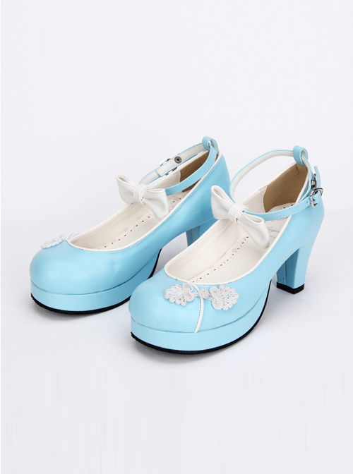 Bowknot Chinese Style Embroidered Lolita High Heel Shoes