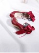 Ribbon Bowknot Princess Shoes Wine Red Lolita High Heel Shoes