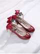 Ribbon Bowknot Princess Shoes Wine Red Lolita High Heel Shoes