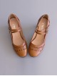 Pure Brown Hollow Out Lace Lolita High Heel Shoes