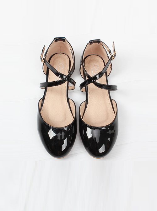 Summer Cross Buckles Shallow Mouth Lolita Flat Heel Shoes