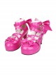 Heart-shaped Buckle Rose Red Bowknot Lolita High Heel Shoes