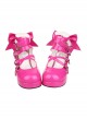 Heart-shaped Buckle Rose Red Bowknot Lolita High Heel Shoes