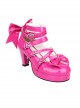 Heart-shaped Buckle Rose Red Bowknot Lolita High Heel Shoes