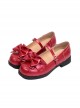 Wine Red Leather Bowknot Lolita Flat Shoes