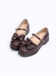 Wine Red Leather Bowknot Lolita Flat Shoes