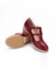 Retro Wine Red Double Buckles Lolita Mid Heel Shoes