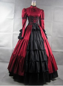 Victorian Stand Collar Long Sleeve Gothic Lolita Prom Long Dress