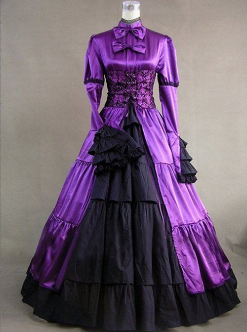 Victorian Stand Collar Long Sleeve Gothic Lolita Prom Long Dress