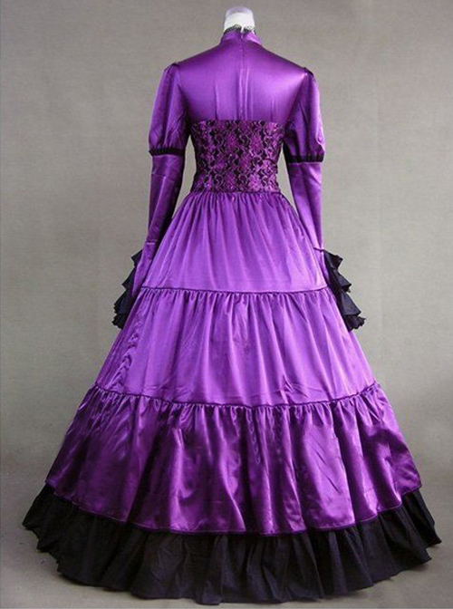 Victorian Stand Collar Long Sleeve Gothic Lolita Prom Long Dress