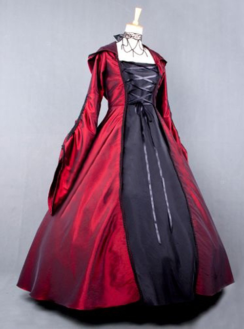 Palace Style Retro Gothic Lolita Prom Hooded Long Dress