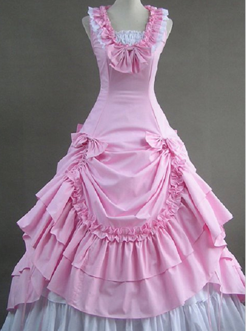 Elegant Ruffled Bowknot Lolita Prom Sleeveless Dress