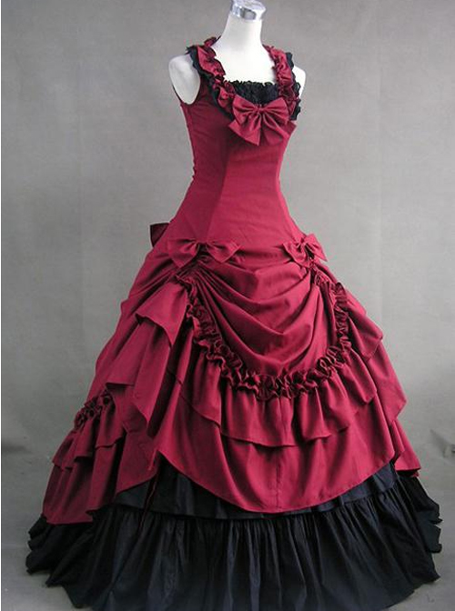 Elegant Ruffled Bowknot Lolita Prom Sleeveless Dress