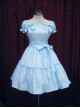 Blue Short Sleeves Bow Cotton Sweet Lolita Dress