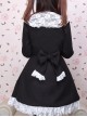 Gorgeous Black Long Sleeves Bow White Lace Lolita Coat