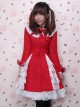 Glamorous Red Long Sleeves Bow White Lace Lolita Coat