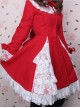 Glamorous Red Long Sleeves Bow White Lace Lolita Coat