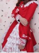 Glamorous Red Long Sleeves Bow White Lace Lolita Coat