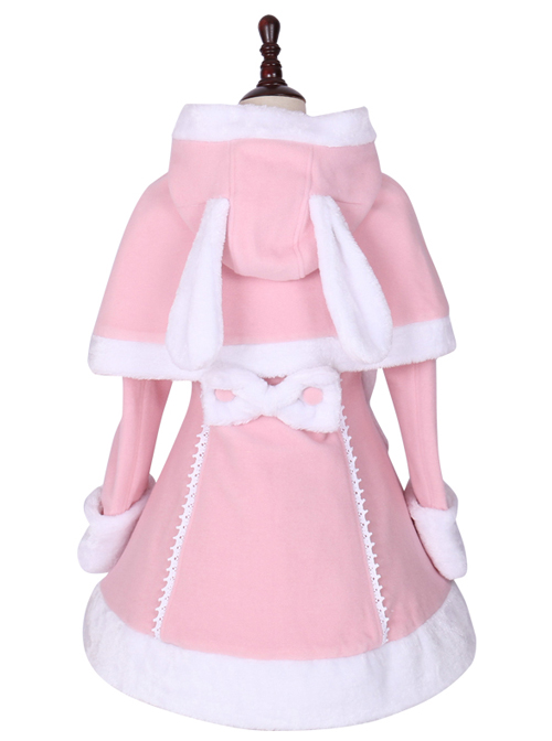 Pink Cute Bunny Shawl Sweet Lolita Winter Jacket