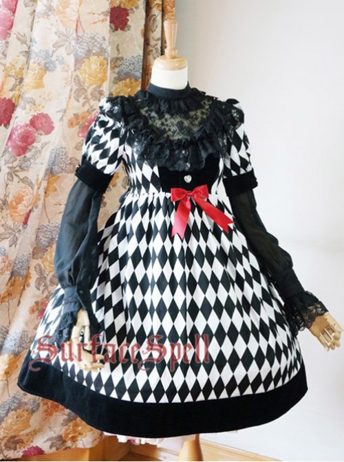 Surface Spell Illusion Realizer Gingham High Waist Lolita OP Dress