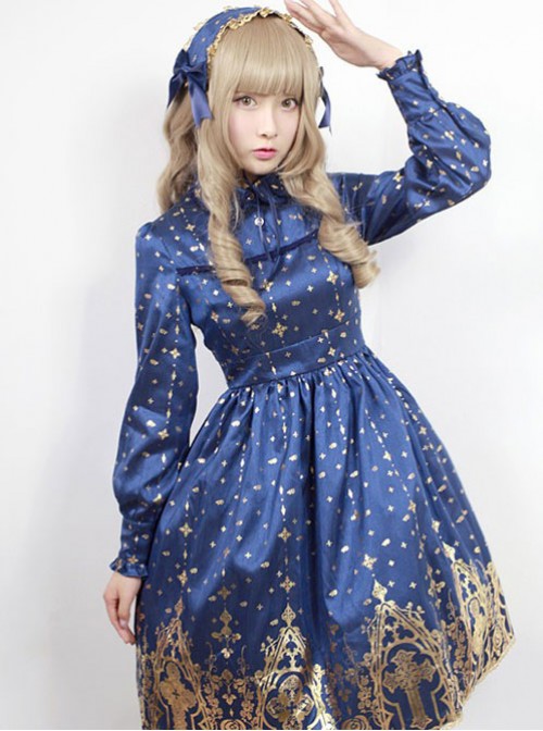 Neverland Lolita,Gold Stamping Cross, Lolita OP Dress