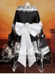 V-Neck Black And White Lace And Ruffles Cosplay Lolita Long Sleeves Dress