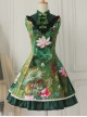 Cotton Vintage Chinese lotus Flounced Little Standing Collar Qi Lolita Sleeveless Dress