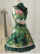 Cotton Vintage Chinese lotus Flounced Little Standing Collar Qi Lolita Sleeveless Dress